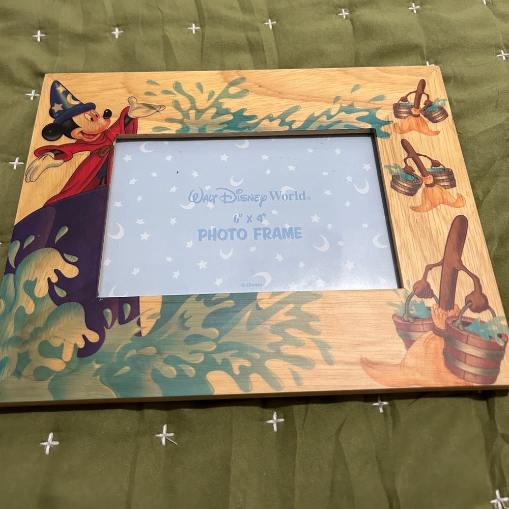 RARE Disney Mickey Mouse Sorcerer's Apprentice Mops Fantasia Picture Frame 4"x6"